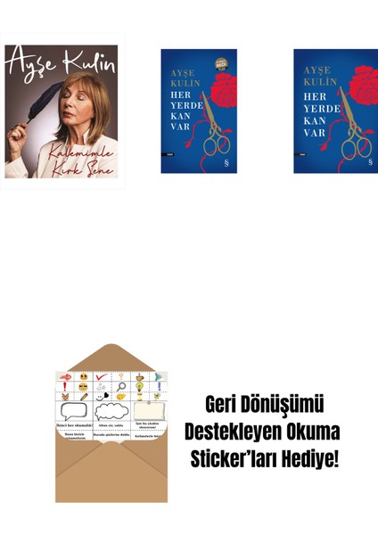 Kalemimle Kırk Sene (Ciltli) + Her Yerde Kan Var (Midi Boy) + Her Yerde Kan Var (Ciltli) + Okuma Sticker'ları