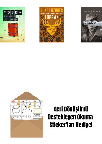 Yolda + Uyumsuz Defne Kaman'ın Maceraları - Toprak + Gelibolu (Ciltli) + Okuma Sticker'ları