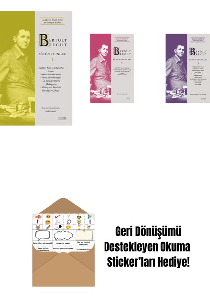 Bertolt Brecht - Bütün Oyunları 2 (Ciltli) + Bertolt Brecht - Bütün Oyunları 5 + Bertolt Brecht - Bütün Oyunları 3 (Ciltli) + Okuma Sticker'ları