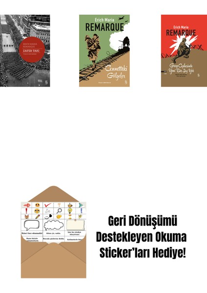 Zafer Takı + Cennetteki Gölgeler + Garp Cephesinde Yeni Bir Şey Yok (Ciltli) + Okuma Sticker'ları
