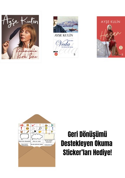 Kalemimle Kırk Sene (Ciltli) + Veda (Midi Boy) + Hazan + Okuma Sticker'ları