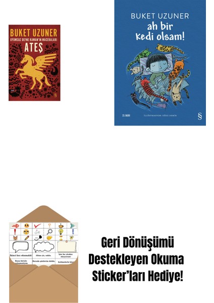 Uyumsuz Defne Kaman'ın Maceraları - Ateş + Ah Bir Kedi Olsam! + Okuma Sticker'ları