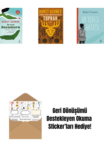 Iki Yeşil Su Susamuru (Midi Boy) + Uyumsuz Defne Kaman'ın Maceraları - Toprak + Bir Yılbaşı Hikâyesi + Okuma Sticker'ları