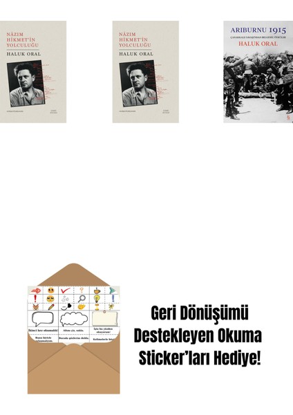 Nazım Hikmet’in Yolculuğu + Nazım Hikmet'in Yolculuğu (Ciltli) + Arıburnu 1915 + Okuma Sticker'ları