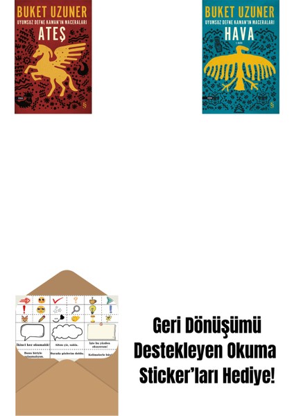 Uyumsuz Defne Kaman'ın Maceraları - Ateş + Uyumsuz Defne Kaman'ın Maceraları - Hava + Okuma Sticker'ları