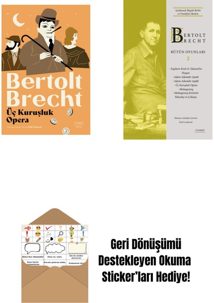 Üç Kuruşluk Opera + Bertolt Brecht - Bütün Oyunları 2 (Ciltli) + Okuma Sticker'ları