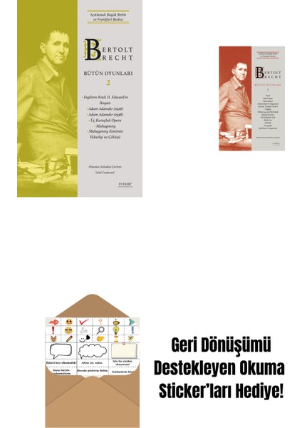 Bertolt Brecht - Bütün Oyunları 2 + Bertolt Brecht - Bütün Oyunları 1 (Ciltli) + Okuma Sticker'ları