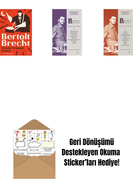 Gecede Trampet Sesleri + Bertolt Brecht - Bütün Oyunları 3 (Ciltli) + Bertolt Brecht - Bütün Oyunları 1 + Okuma Sticker'ları