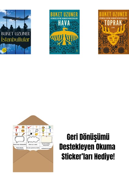 Istanbullular + Uyumsuz Defne Kaman'ın Maceraları - Hava + Uyumsuz Defne Kaman'ın Maceraları - Toprak + Okuma Sticker'ları