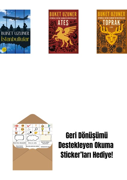 Istanbullular + Uyumsuz Defne Kaman'ın Maceraları - Ateş + Uyumsuz Defne Kaman'ın Maceraları - Toprak + Okuma Sticker'ları