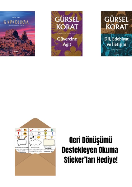 Kapadokya (Ciltli) + Güvercine Ağıt + Dil, Edebiyat ve Iletişim + Okuma Sticker'ları