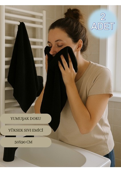 (2 Adet) 50X90CM Pamuklu Havlu , Berber Havlusu, Kuaför Havlusu, Sporcu Havlusu, El Yüz Havlusu