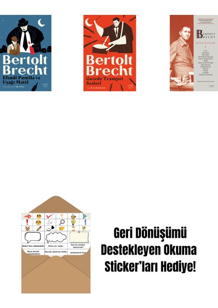 Efendi Puntila ve Uşağı Matti + Gecede Trampet Sesleri + Bertolt Brecht - Bütün Oyunları 1 (Ciltli) + Okuma Sticker'ları