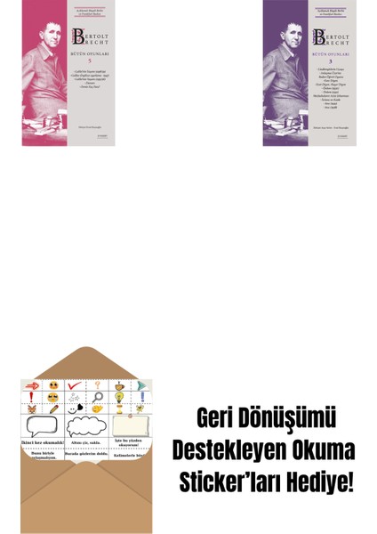 Bertolt Brecht - Bütün Oyunları 5 + Bertolt Brecht - Bütün Oyunları 3 (Ciltli) + Okuma Sticker'ları