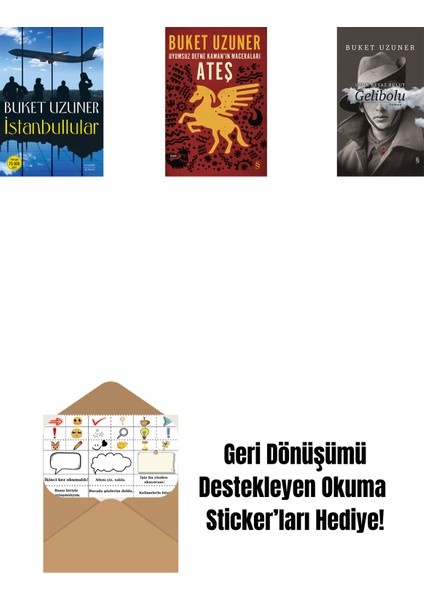Istanbullular + Uyumsuz Defne Kaman'ın Maceraları - Ateş + Gelibolu (Ciltli) + Okuma Sticker'ları