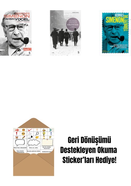 Kaçak + Kirliydi Kar + Georges Simenon Türkiye'de + Okuma Sticker'ları