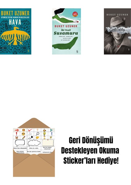 Uyumsuz Defne Kaman'ın Maceraları - Hava + Iki Yeşil Su Susamuru (Midi Boy) + Gelibolu (Ciltli) + Okuma Sticker'ları