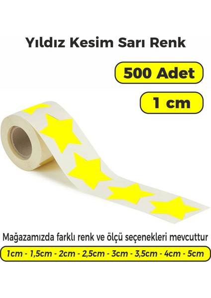 Sarı Renk Yıldız Kesim Çok Amaçlı Etiket 1cm 500 Adet