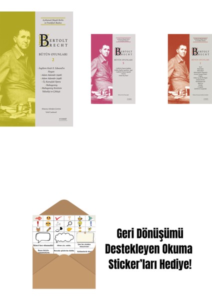 Bertolt Brecht - Bütün Oyunları 2 + Bertolt Brecht - Bütün Oyunları 5 (Ciltli) + Bertolt Brecht - Bütün Oyunları 1 + Okuma Sticker'ları