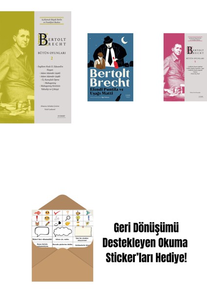 Bertolt Brecht - Bütün Oyunları 2 (Ciltli) + Efendi Puntila ve Uşağı Matti + Bertolt Brecht - Bütün Oyunları 5 + Okuma Sticker'ları