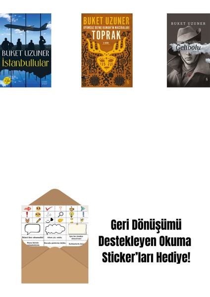 Istanbullular + Uyumsuz Defne Kaman'ın Maceraları - Toprak + Gelibolu (Ciltli) + Okuma Sticker'ları