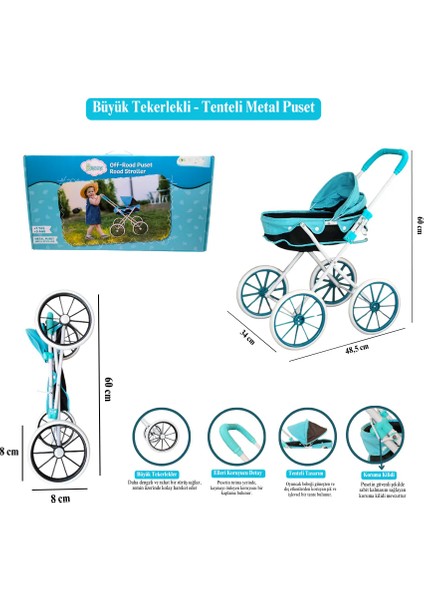 Oyuncak Çocuk Puseti Metal Puset Katlamalı Bebek Puseti fırsatları