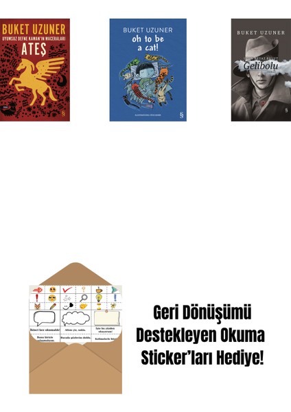 Uyumsuz Defne Kaman'ın Maceraları - Ateş + Oh To Be A Cat! + Gelibolu (Ciltli) + Okuma Sticker'ları