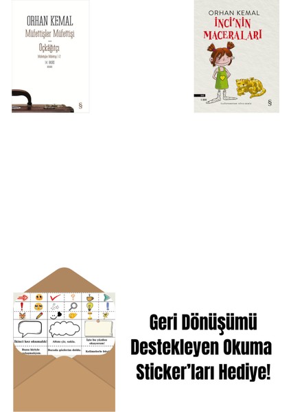 Müfettişler Müfettişi - Üçkâğıtçı (2 Kitap Bir Arada) + Inci'nin Maceraları + Okuma Sticker'ları