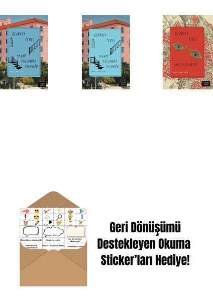 Yaşam Kullanma Kılavuzu (Ciltli) + Yaşam Kullanma Kılavuzu + Hatırlıyorum + Okuma Sticker'ları