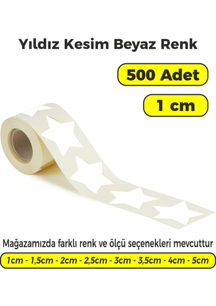 Beyaz Renk Yıldız Kesim Çok Amaçlı Etiket 1cm 500 Adet