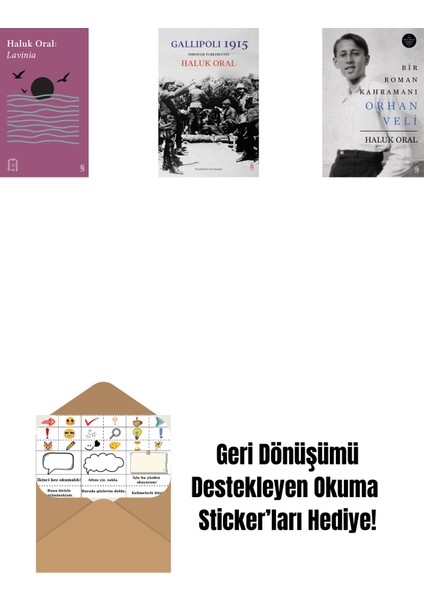 Everest Açıkhava 31 - Lavinia + Gallipoli 1915 (Ciltli) + Bir Roman Kahramanı Orhan Veli (Ciltli) + Okuma Sticker'ları