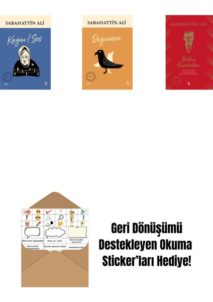 Kağnı / Ses + Değirmen + Sabahattin Ali Bütün Romanları (Ciltli) + Okuma Sticker'ları