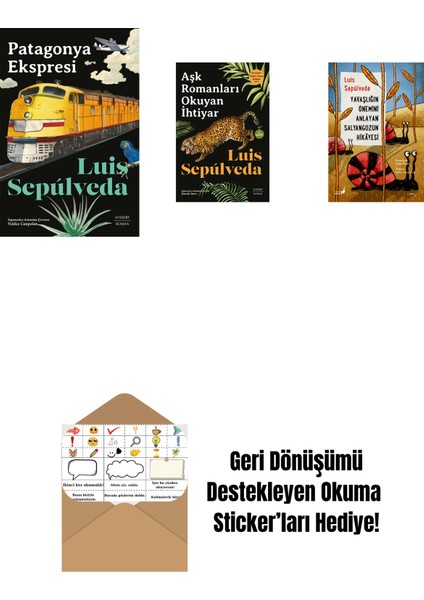 Patagonya Ekspresi + Aşk Romanları Okuyan Ihtiyar + Yavaşlığın Önemini Anlayan Salyangozun Hikayesi + Okuma Sticker'ları