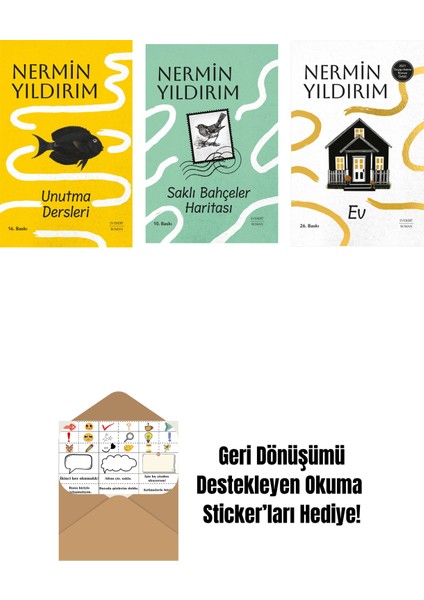 Unutma Dersleri (Ciltli) + Saklı Bahçeler Haritası (Ciltli) + Ev (Ciltli) + Okuma Sticker'ları