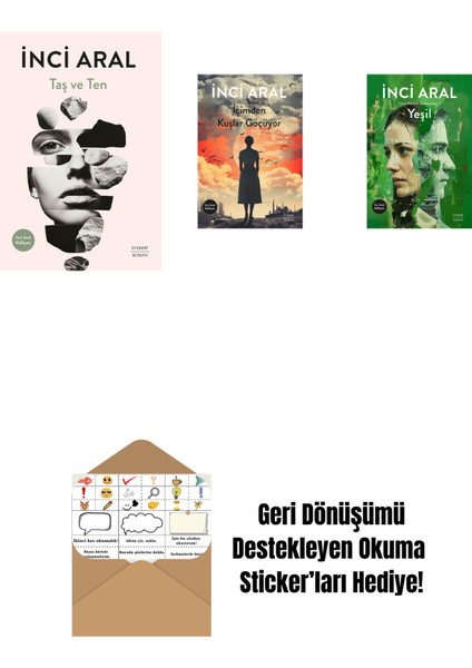 Taş ve Ten + Içimden Kuşlar Göçüyor + Yeşil + Okuma Sticker'ları
