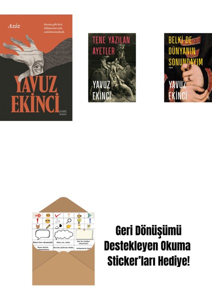 Aziz + Tene Yazılan Ayetler + Belki De Dünyanın Sonundayım (Ciltli) + Okuma Sticker'ları