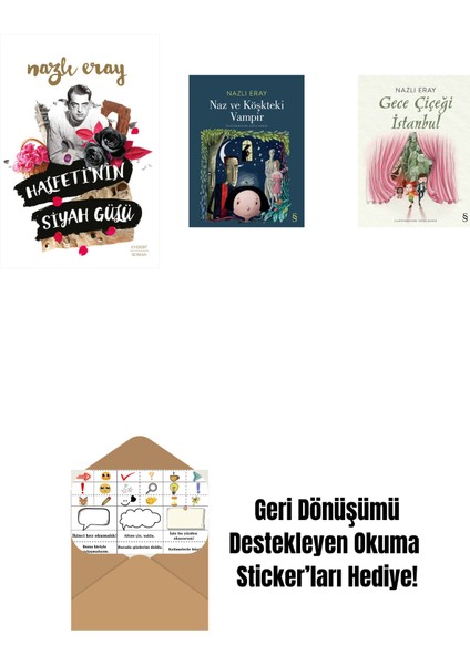 Halfeti’nin Siyah Gülü + Naz ve Köşkteki Vampir + Gece Çiçeği Istanbul + Okuma Sticker'ları