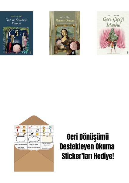Naz ve Köşkteki Vampir + Mırmır Osman + Gece Çiçeği Istanbul + Okuma Sticker'ları