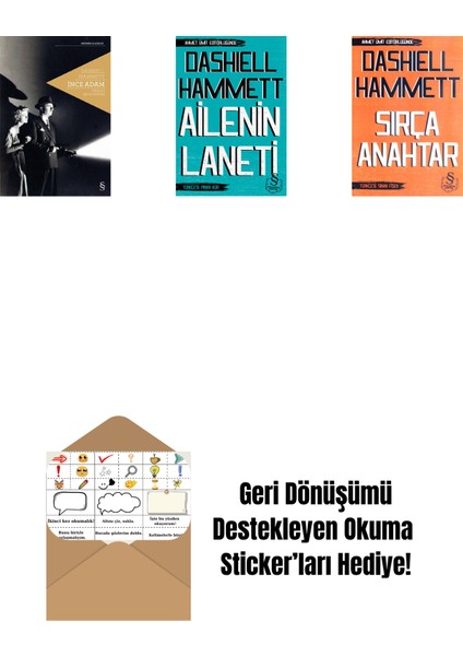 Ince Adam + Türk Sokağındaki Ev (Cep Boy) + Sırça Anahtar (Cep Boy) + Okuma Sticker'ları