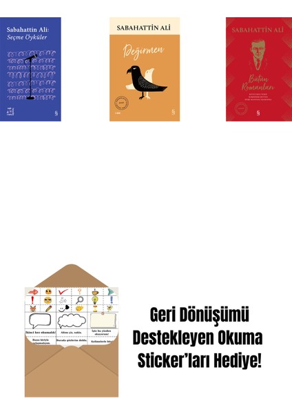 Everest Açıkhava 1 - Sabahattin Ali Seçme Öyküler + Değirmen + Sabahattin Ali Bütün Romanları (Ciltli) + Okuma Sticker'ları