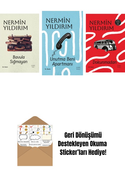 Bavula Sığmayan (Ciltli) + Unutma Beni Apartmanı (Ciltli) + Dokunmadan (Ciltli) + Okuma Sticker'ları