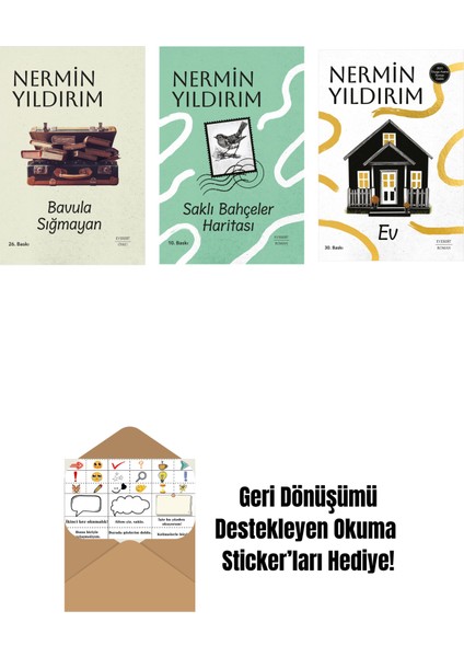 Bavula Sığmayan (Ciltli) + Saklı Bahçeler Haritası (Ciltli) + Ev + Okuma Sticker'ları