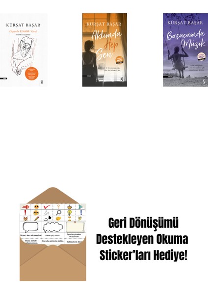 Dışarda Kötülük Vardı (Ciltli) + Aklımda Hep Sen (Midi Boy) + Başucumda Müzik (Midi Boy) + Okuma Sticker'ları