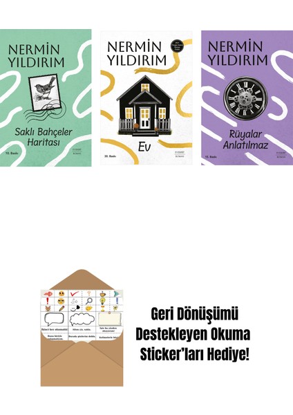 Saklı Bahçeler Haritası (Ciltli) + Ev + Rüyalar Anlatılmaz + Okuma Sticker'ları