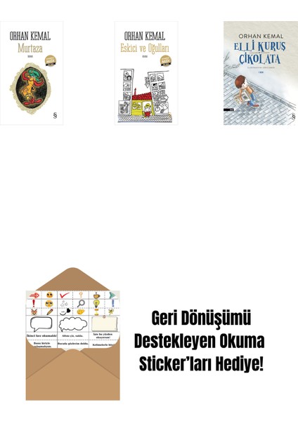 Murtaza (Midi Boy) + Eskici ve Oğulları (Midi Boy) + Elli Kuruş Çikolata + Okuma Sticker'ları