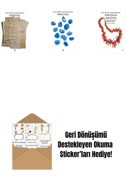 Kağıtlar + Metinler + Daktiloya Çekilmiş Şiirler + Okuma Sticker'ları