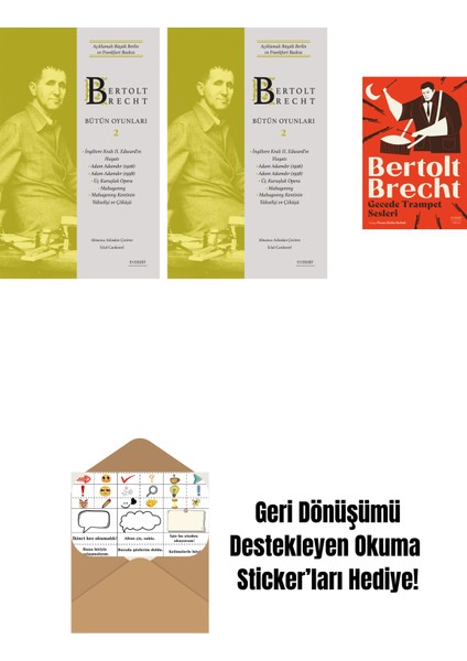 Bertolt Brecht - Bütün Oyunları 2 + Bertolt Brecht - Bütün Oyunları 2 (Ciltli) + Gecede Trampet Sesleri + Okuma Sticker'ları