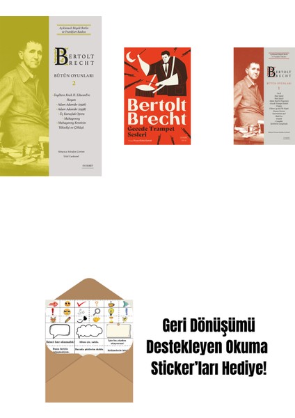 Bertolt Brecht - Bütün Oyunları 2 + Gecede Trampet Sesleri + Bertolt Brecht - Bütün Oyunları 1 (Ciltli) + Okuma Sticker'ları