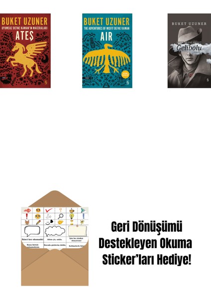 Uyumsuz Defne Kaman'ın Maceraları - Ateş + Air - The Adventures Of Misfit Defne Kaman + Gelibolu (Ciltli) + Okuma Sticker'ları