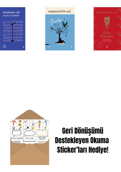 Everest Açıkhava 1 - Sabahattin Ali Seçme Öyküler + Şiirler + Sabahattin Ali Bütün Romanları (Ciltli) + Okuma Sticker'ları